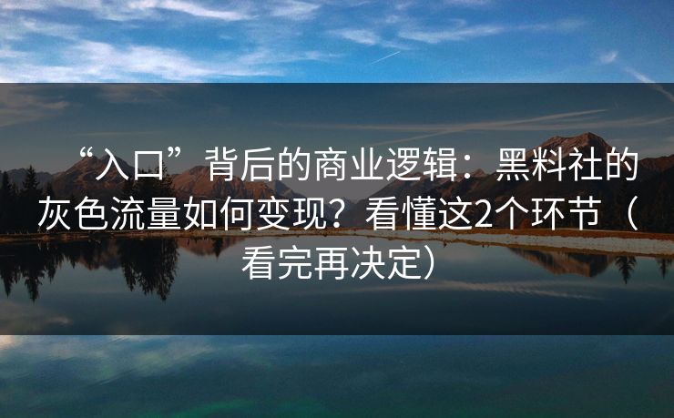 “入口”背后的商业逻辑：黑料社的灰色流量如何变现？看懂这2个环节（看完再决定）